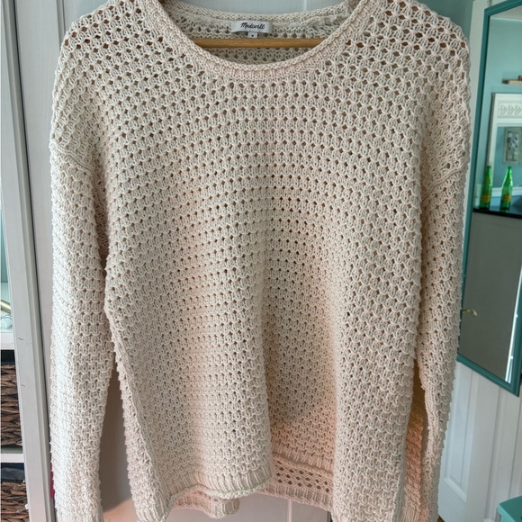 Madewell Cream Textured Sweater Size Medium crochet - Picture 5 of 15